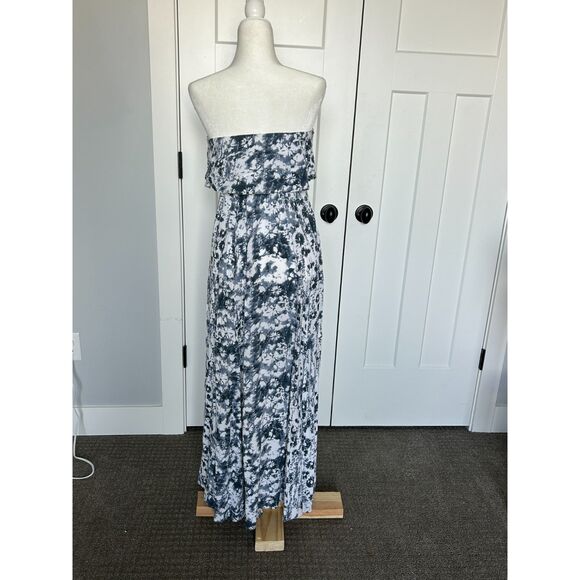 Navy and White JAPNA Brand Strapless Maxi Dress Size, XS Tie-dye Look - Picture 2 of 7